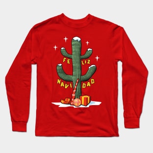 Feliz Navidad Christmas Cactus Long Sleeve T-Shirt